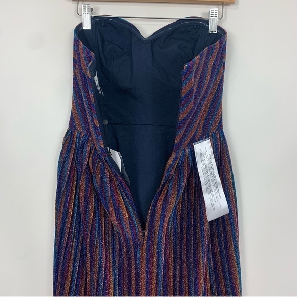 NWT Dress the Population Rosalie Strapless Metallic Chevron Dress Size XS - Picture 8 of 16